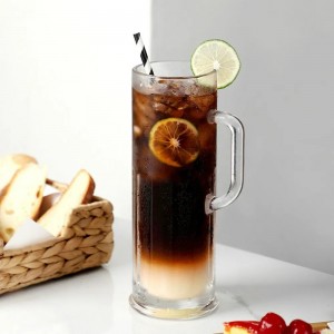 طقم كاسات كوكتيل قطعتين سادة مع يد مربع زجاج مضلع 613 مل 21.6 اوز