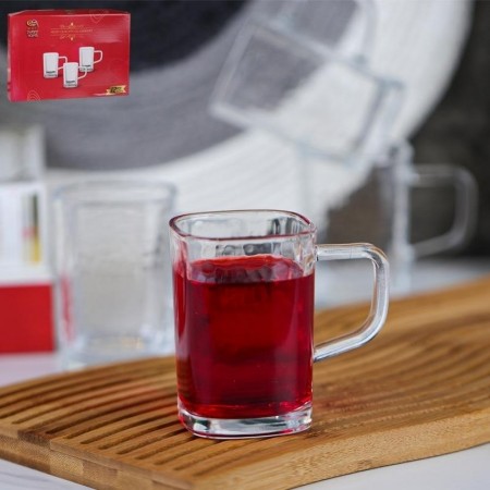 طقم كاسات شاي شكل مربع مثلج مع يد حز / حيف ذهبي قطعة12 زجاج مثلج DW17 طقم كاسات شاي شكل مربع مثلج مع يد حز / حيف ذهبي قطعة12 زجاج مثلج DW17