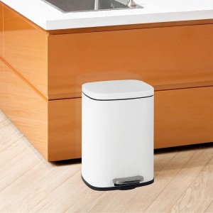 سلة قمامة هايدروليك ستيل لون بيج بدعسة 12 لتر QJH1612-BG