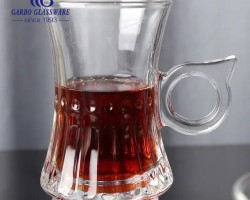 طقم 6 كاسات زجاج سادة مخصر مع يد عصفور HUAIBO H-019 طقم 6 كاسات زجاج سادة مخصر مع يد عصفور HUAIBO H-019