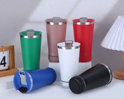 كاسة ماغ سخن ستانليس ملون غطا كبس مع سماعةAF089-1