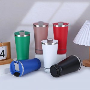 كاسة ماغ سخن ستانليس ملون غطا كبس مع سماعةAF089-1