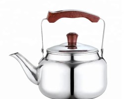 ابريق شاي 2 لتر ستانلس ستيل مقبض / يد خشب