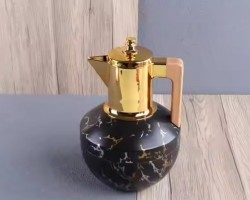 ثيرموس قهوة 1لتر بطة ماربل اسود عنق ذهبي/475