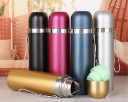 حافظة مياه ساخن بارد ستانلس غطاء لف سادة / رسم 500 مل / ترمس / تيرموس / ثيرموس 