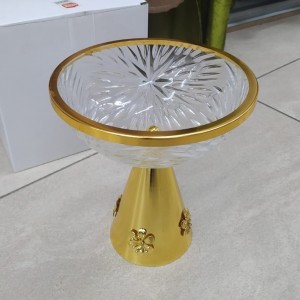 جاط فواكه زجاج كريستال كرستال مدور 20 سم مع رجل A1-40 