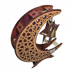 هلال رمضان خشبي حجم جامبو ذهبي 50 × 40 سم