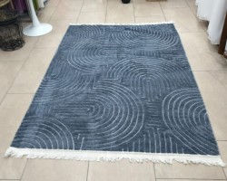 سجاد بوهيمي 130 × 180 سادة حرير بصمة نافر ارضية لاصق - سكني