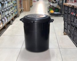 سطل مهملات بلاستيك اسود كبير مع غطا 60-70 لتر