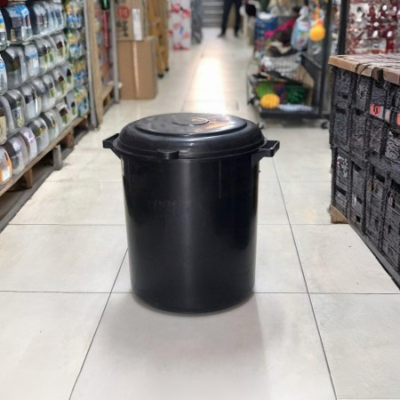 سطل مهملات بلاستيك اسود كبير مع غطا 60-70 لتر