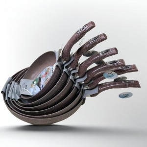 طقم قلايات جرانيت 6 قطع من Dokum Tava مع نظام توزيع حرارة 18-20-22-24-26-28