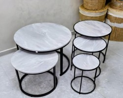 طقم اسكملات خشب وسط مدور رجل معدن درج متداخل 3 قطع