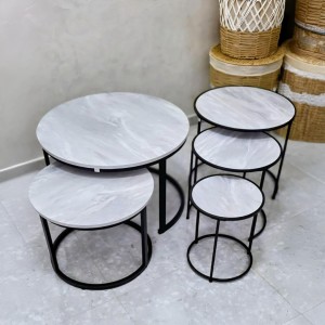 طقم اسكملات خشب وسط مدور رجل معدن درج متداخل 3 قطع