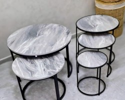 طقم اسكملات خشب وسط مدور رجل معدن درج متداخل 3 قطع