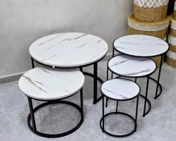 طقم اسكملات خشب وسط مدور رجل معدن درج متداخل 3 قطع