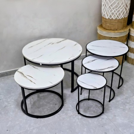 طقم اسكملات خشب وسط مدور رجل معدن درج متداخل 3 قطع