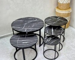 طقم اسكملات خشب وسط مدور رجل معدن درج متداخل 3 قطع