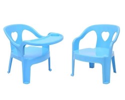 كرسي طعام للاطفال بلاستيك سادة زهري وازرق
