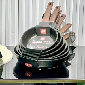 طقم قلايات جرانيت دبابة JIO ثقيل 6 قطع احجام 18-20-22-24-26-28  