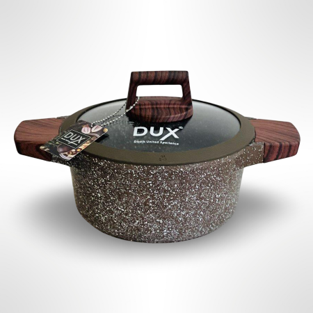 طنجرة جرانيت سكب ثقيل 24 لون بني مع مسكة غطاء زجاجي لون خشبي UC-24CS-BR
