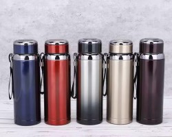 حافظة مياه ساخن بارد ستانلس غطاء لف لون ذهبي 500 مل / تيرموس / ثيرموس 