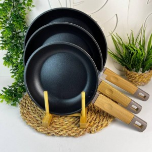 قلاية ثقيل جرانيت يد لون خشبي BAROLY نمرة 24 سم