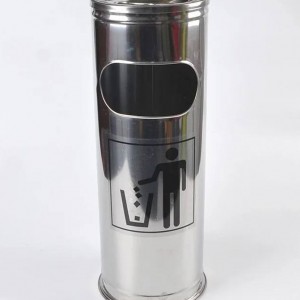 طقم سلة مهملات ستانلس مع متكة سجائر في الاعلى لف 3 قطع