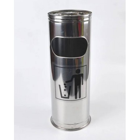 طقم سلة مهملات ستانلس مع متكة سجائر في الاعلى لف 3 قطع