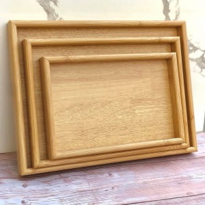 طقم صواني تقديم خشبية لون خشبي فاتح 