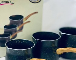 طقم غلايات قهوة جرانيت اسود احجام 9-10-11 سم يد عظم بدون غطاء