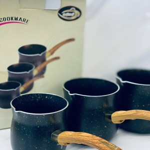 طقم غلايات قهوة جرانيت اسود احجام 9-10-11 سم يد عظم بدون غطاء