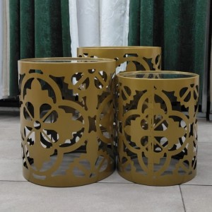 طقم اسكملات 3 قطع معدن حفر برونزي وجه مرآه