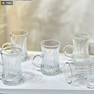 طقم/12 كاسات شاي زجاج سادة محزز ZB44 KX2231-D