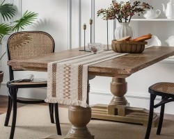 رنر طاولة خيش مع شراشيب 