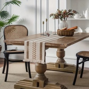 رنر طاولة خيش مع شراشيب 