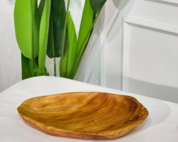 صحن جاط فواكه خشب طبيعي بامبو ثقيل  35سم