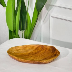 صحن جاط فواكه خشب طبيعي بامبو ثقيل  35سم