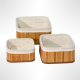 طقم سلال ديكور مربع خشب بوص بامبو مع قماش 3 قطع طقم سلال ديكور مربع خشب بوص بامبو مع قماش 3 قطع