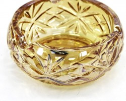 متكة / مكته زجاج ثقيل عسلي مدور مزخرف شكل بيضاوي 