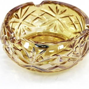 متكة / مكته زجاج ثقيل عسلي مدور مزخرف شكل بيضاوي 