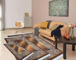 سجاد مطبوع 3D - طقم مخمل بارضية لاصقة ضد التزحلق 2025 اللون رقم 4