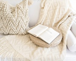 ثرو - شرشف كنب صوف معينات  هندي سكري  140 × 170 سم