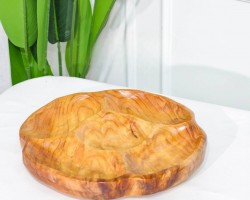 جاط مكسرات / فواكه مضيفة مدور خشب طبيعي مقسم 5 اقسام  32 سم