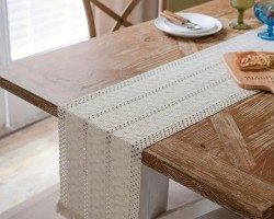 شرشف رنر خيش هدب بيرو صنارة مكرميه مقاس 30 ×  180 سم