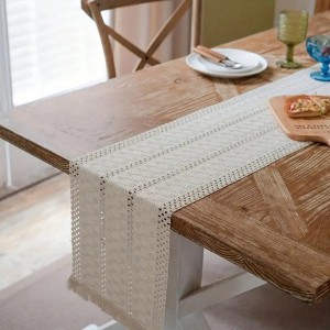 شرشف رنر خيش هدب بيرو صنارة مكرميه مقاس 30 ×  180 سم