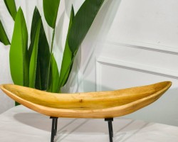 جاط فواكة خشب طبيعي مقوس برجلين حديد 16 × 56 سم