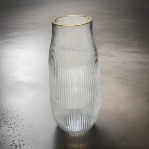 فازة/مزهرية زجاج محزز حيف ذهبي