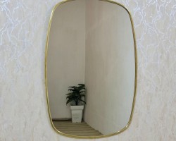 مراه بيضاوي 30 × 45 سم مع حيف ذهبي اكريليك تعليق خيط