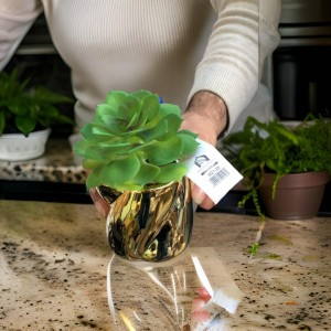 قوار ورد صبار16 سم بورسلان مجدول ذهبي M21-28