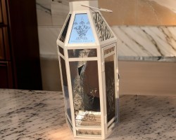 فانوس رمضان معدن حجم كبير ابيض مرايا عاكسة